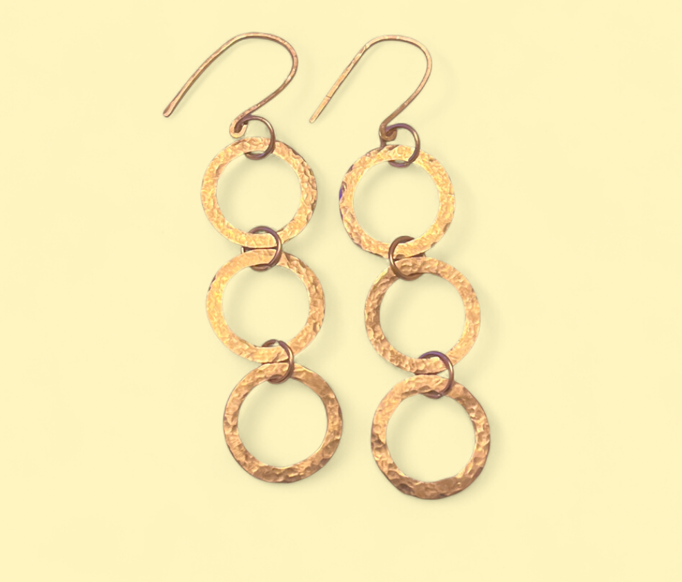 Copper Hoop Earrings — Artisan Hammered Loops