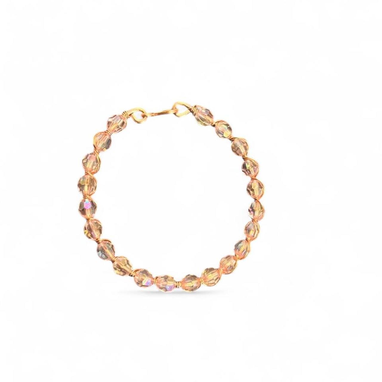 Light Pink & Copper Bracelet — Size 6 Small (6 mm Acrylic Beads)