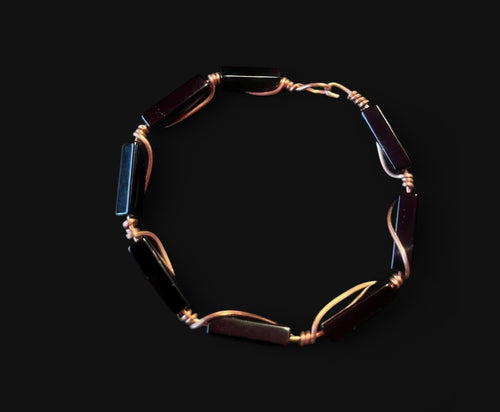 Copper & Decorative Beaded Bracelet — Size 8 Large (4 mm Beads)