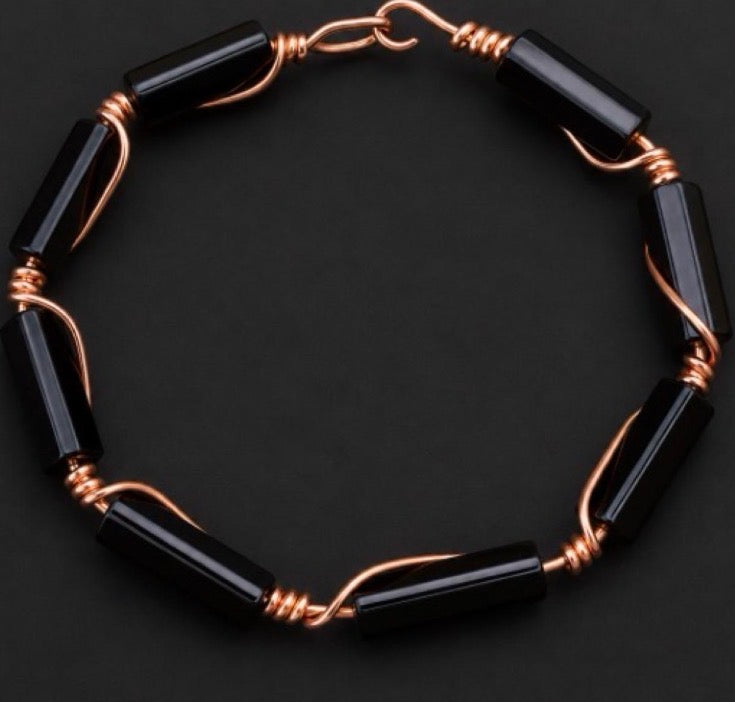 Copper & Decorative Beaded Bracelet — Size 8 Large (4 mm Beads)