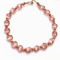 Pink Cat's Eye & Copper Bracelet — Size 6 Small (4 mm Beads)